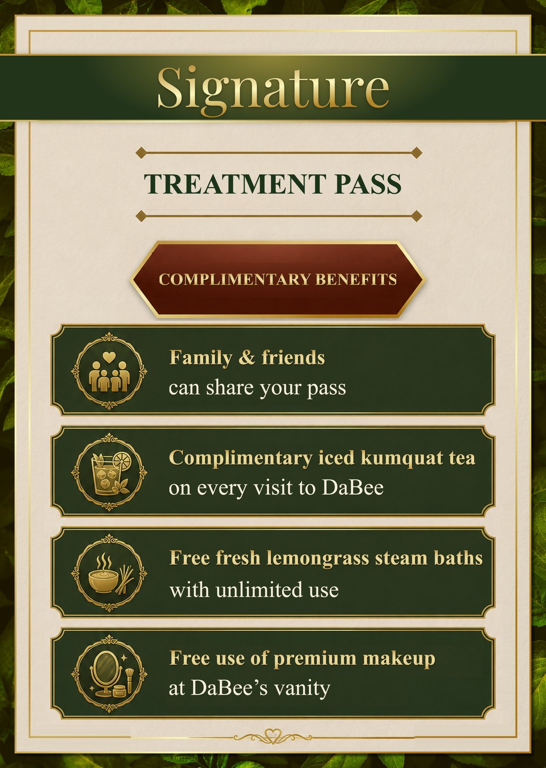 DaBee Spa card benefits