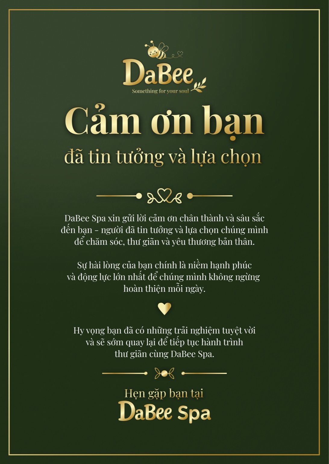Trang cuối menu DaBee Spa